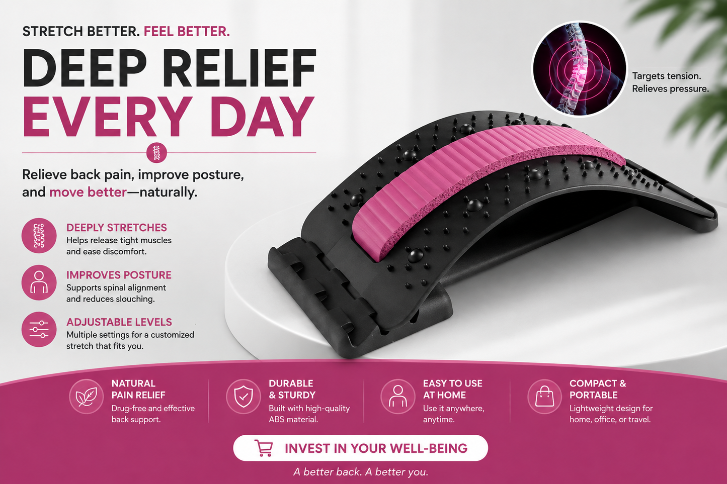 AVERN™ Adjustable Back Stretcher