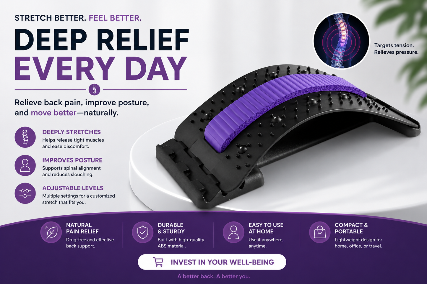AVERN™ Adjustable Back Stretcher